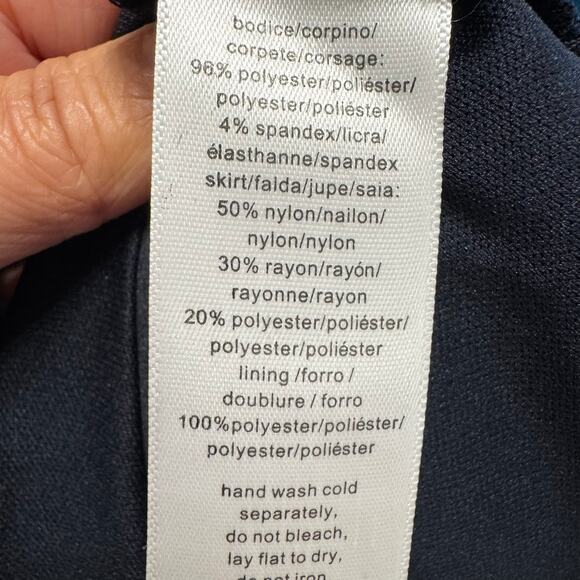 Alex Evenings Women's Plus Size Tea Length Dress with Rosette Detail Blue - Picture 16 of 16